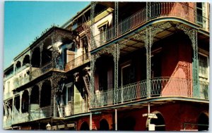 Postcard - Lace Balconies, St. Peter Street - New Orleans, Louisiana