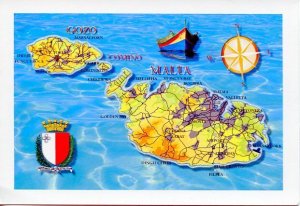 MALTA: The Maltese Islands Map Postcard