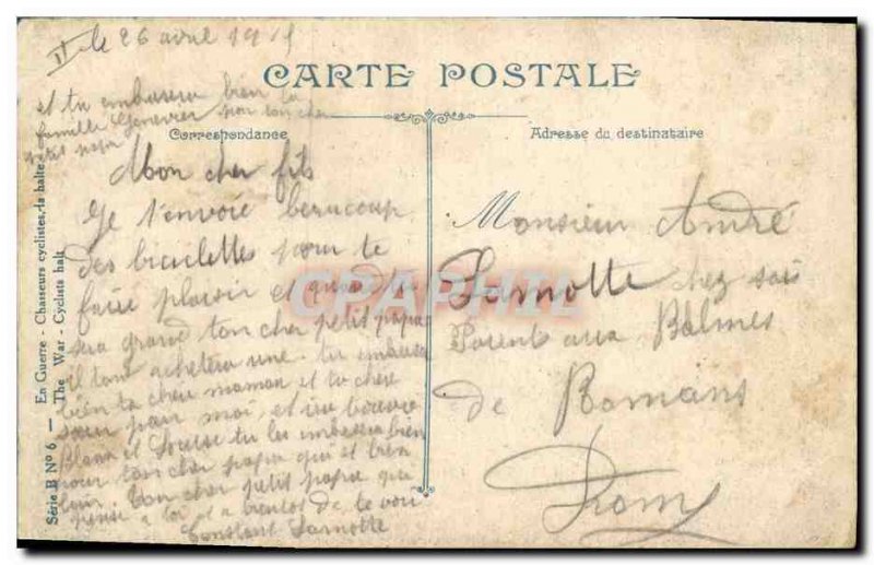 Old Postcard Militaria Hunters Halt cyclists Velo Cycle