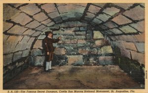 Vintage Postcard 1920s Dungeon Castle San Marcos Nat'l Monument St. Augustine FL