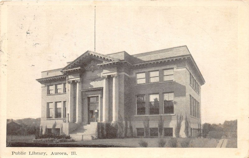 J43/ Aurora Illinois Postcard c1910 Public Library Building 263