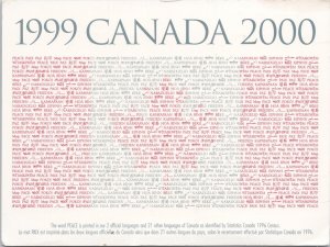 Peace in Different Languages Canadian Flag 1999 2000 Stats Canada Postcard C10