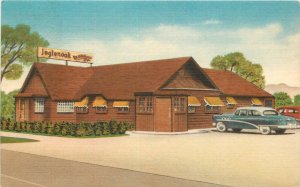 Postcard Illinois Chicago Inglenook Log Cabin Restaurant autos 1940s 23-7822