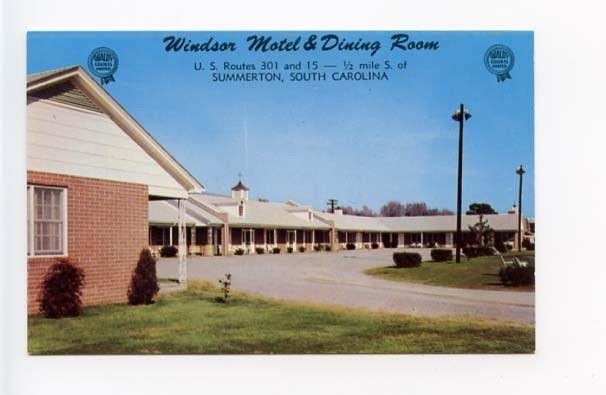 Summerton SC Windsor Motel on US Route 301 & 15 Postcard