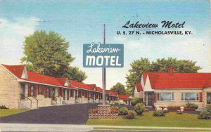 Lakeview Motel US 27 N Nicholasville Kentucky 1956 linen postcard