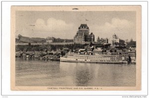 QUEBEC, Canada, PU-1936; Chateau Frontenac And S. S. Quebec