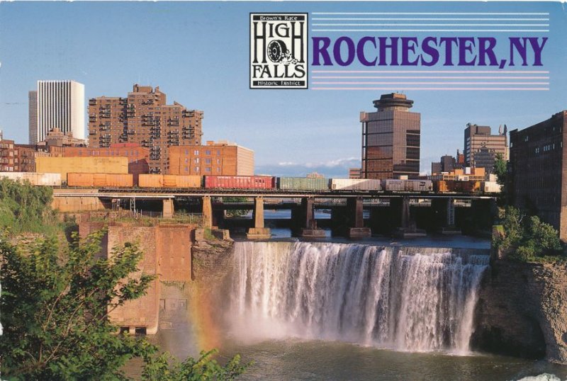 Train over High Falls at Rochester NY, New York - pm 1998