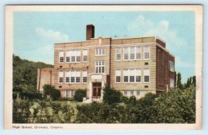 GRIMSBY, Ontario Canada ~ HIGH SCHOOL 1950 Postcard