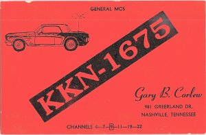 QSL Radio Card From Nashville Tennessee KKN-1675