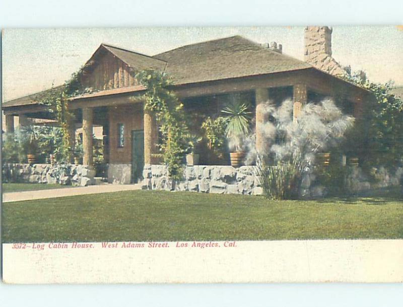 Pre-1907 LOG CABIN HOUSE ON WEST ADAMS STREET Los Angeles California CA A0274