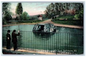 1908 Sea Lions Druid Hill Park Baltimore Maryland MD Antique Vintage Postcard