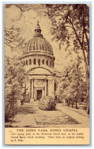 1940 The John Paul Jones Chapel Naval Hero Etching Baltimore MD Vintage Postcard