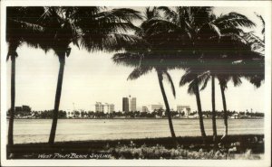 West Palm Beach FL Sjyline c1940s Real Photo Postcard