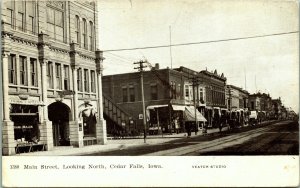 Main Street Cedar Falls Iowa Postcard 1907 horse wagons Frank Mullen Dentist