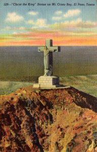 Texas El Paso Christ The King Statue On Mt Cristo Rey Curteich