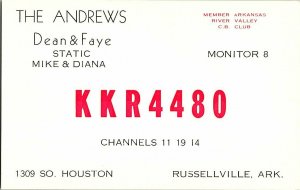 QSL Radio Card From Russellville Ark. Arkansas KKR4480