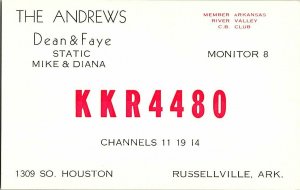 QSL Radio Card From Russellville Ark. Arkansas KKR4480 