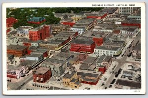 State View~Hastings Nebraska~Aerial Scene Of The Business District~Vintage PC
