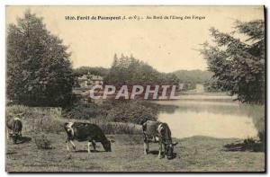 Old Postcard Forest Paimpont Au Bord de l'Etang des Forges Cows