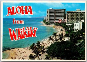 1986 Aloha From Waikiki Beach Hawaii HI Hotels Beach Resorts Posted Postcard