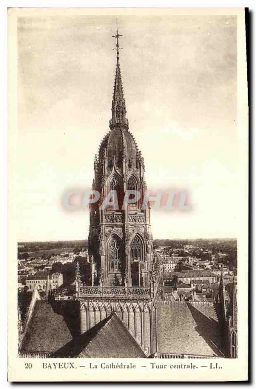 Old Postcard Bayeux Cathedral Central Tower