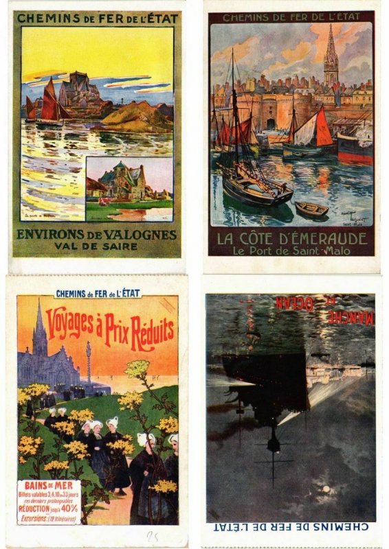 ADVERTISING TRAINS, CHEMIN DE FER POSTER STYLE 33 Vintage Postcards (L2735)