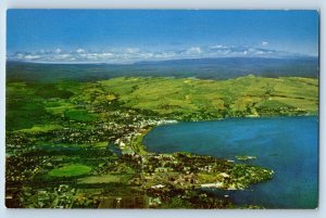 Hilo Hawaii Postcard Aerial View  Exterior Field Lake River 1960 Vintage Antique