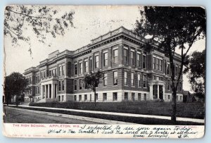 Appleton Wisconsin WI Postcard High School Exterior View Building 1905 Vintage