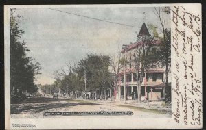 Main Street, Looking West, Monticello, N.Y.,  1905 Hand Colored Postcard, Used