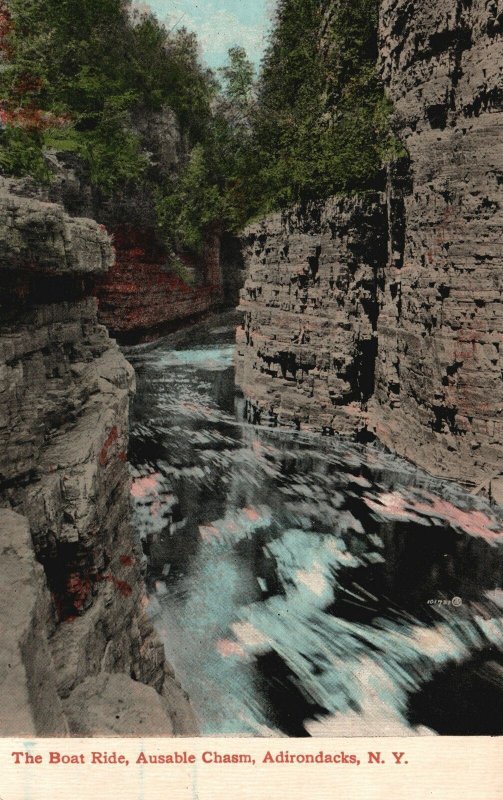 Vintage Postcard The Boat Ride Ausable Chasm Adirondacks Mountains New York NY