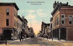 Vincennes Indiana Main Street Looking East Vintage Postcard AA8350