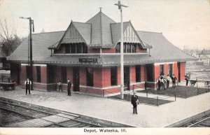 Watseka Illinois Depot Train Station Vintage Postcard AA29819