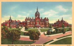 Vintage Postcard Bird's Eye View John Hopkin's Hospital Baltimore Maryland MD