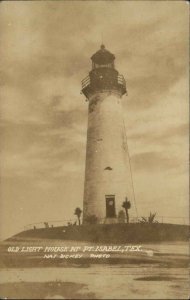 Port Pt. Isabel TX Old Lighthouse NAT DICKEY Real Photo Postcard c1930