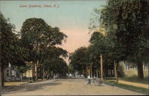 Salem New Jersey NJ Lower Broadway Wheelbarrow c1910 Vintage Postcard