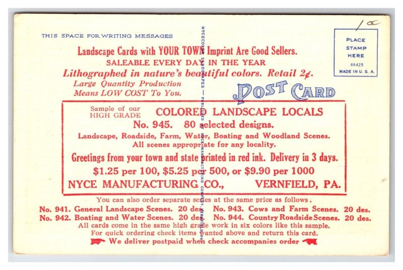 Generic Scenic Greetings Your Town And State Dealer Card UNP Linen Postcard M20