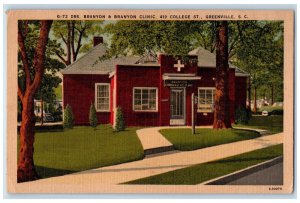 c1940's Drs. Branyon & Branyon Clinic 419 College Street Greenville SC Postcard