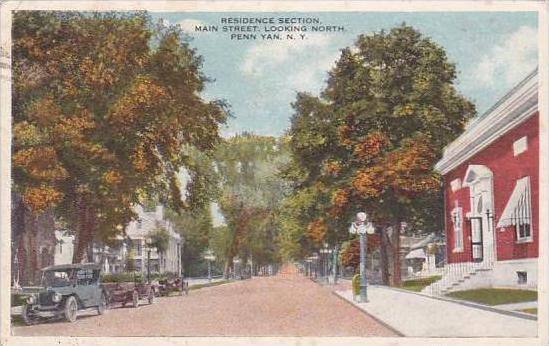 New York Penn Yan Residence Section Main Street Looking North