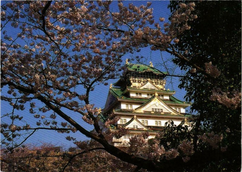 CPM AK OSAKA castle Cherry Blossom and Tower JAPAN (677734)