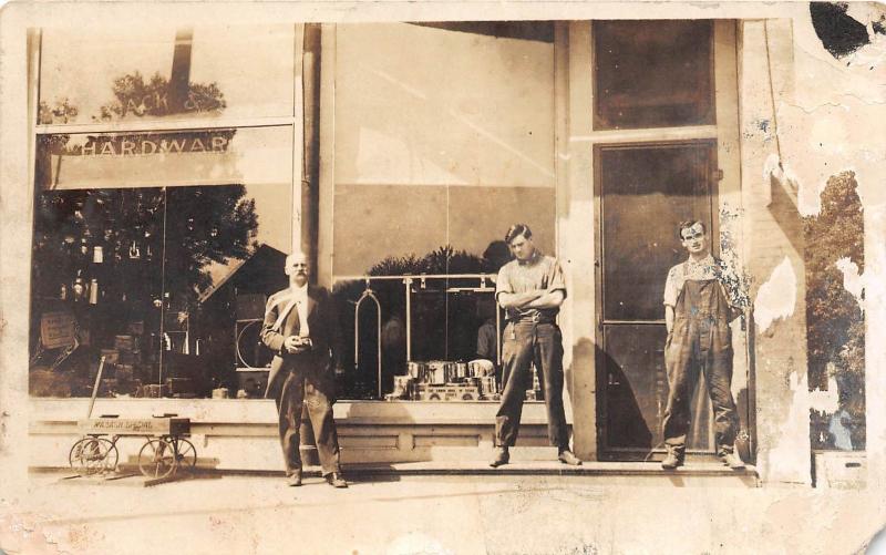 D95/ Garrison Nebraska Ne Real Photo RPPC Postcard 1914 Jack Hardware Store