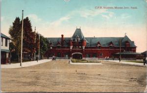 CPR Station Moose Jaw Sask Saskatchewan SK Railway c1917 Antique Postcard E24