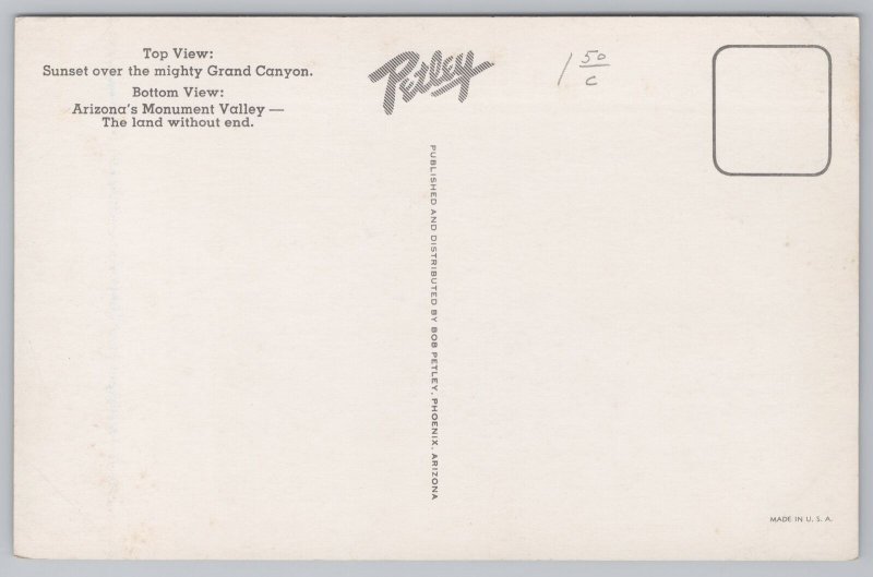 Flagstaff Arizona~Sunset Over Grand Canyon~Monument Valley~Petley Pub~Vintage PC 