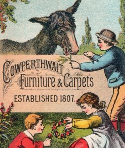 1882 Cowperthwait & Co. Furniture & Carpets Children & Cute Donkey Set Of 3 F20