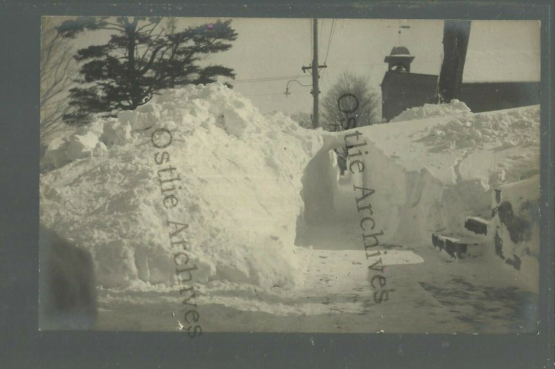 Port Leyden NEW YORK RPPC c1910 BLIZZARD Snow Drift TUNNEL nr Utica Boonville  