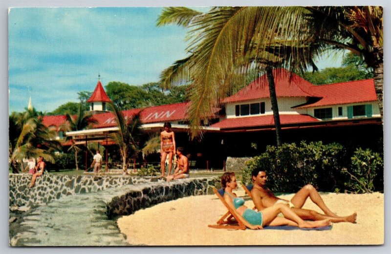 Sunbathing At The Resort Kona Inn Kailua HI Postcard D22