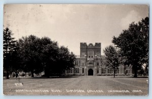 Indianola Iowa IA Postcard RPPC Photo Administration Bldg. Simpson College 1928