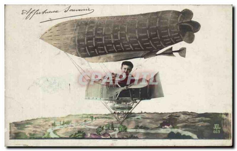 Old Postcard balloon airship