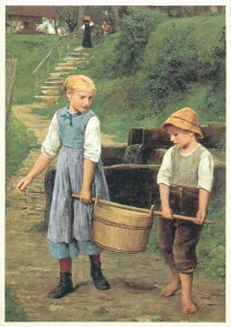 Swiss artist Albert Anker children carrying water fine art Solothurn museum