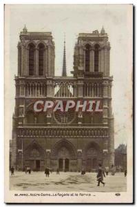 Paris Notre Dame Old Postcard The front and the court