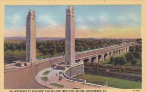 Pennsylvania Harrisburg Entrance To Soldiers and Sailors Memorial Bridge  Cur...